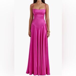 HOUSE OF CB
Anabella Lace-Up Satin Gown